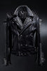Studded Leather Jacket Women Handmade Full Black Punk Silver Long Spiked Studded Leather Buttons Up StudsandSpikes Made to Orders Steampunk